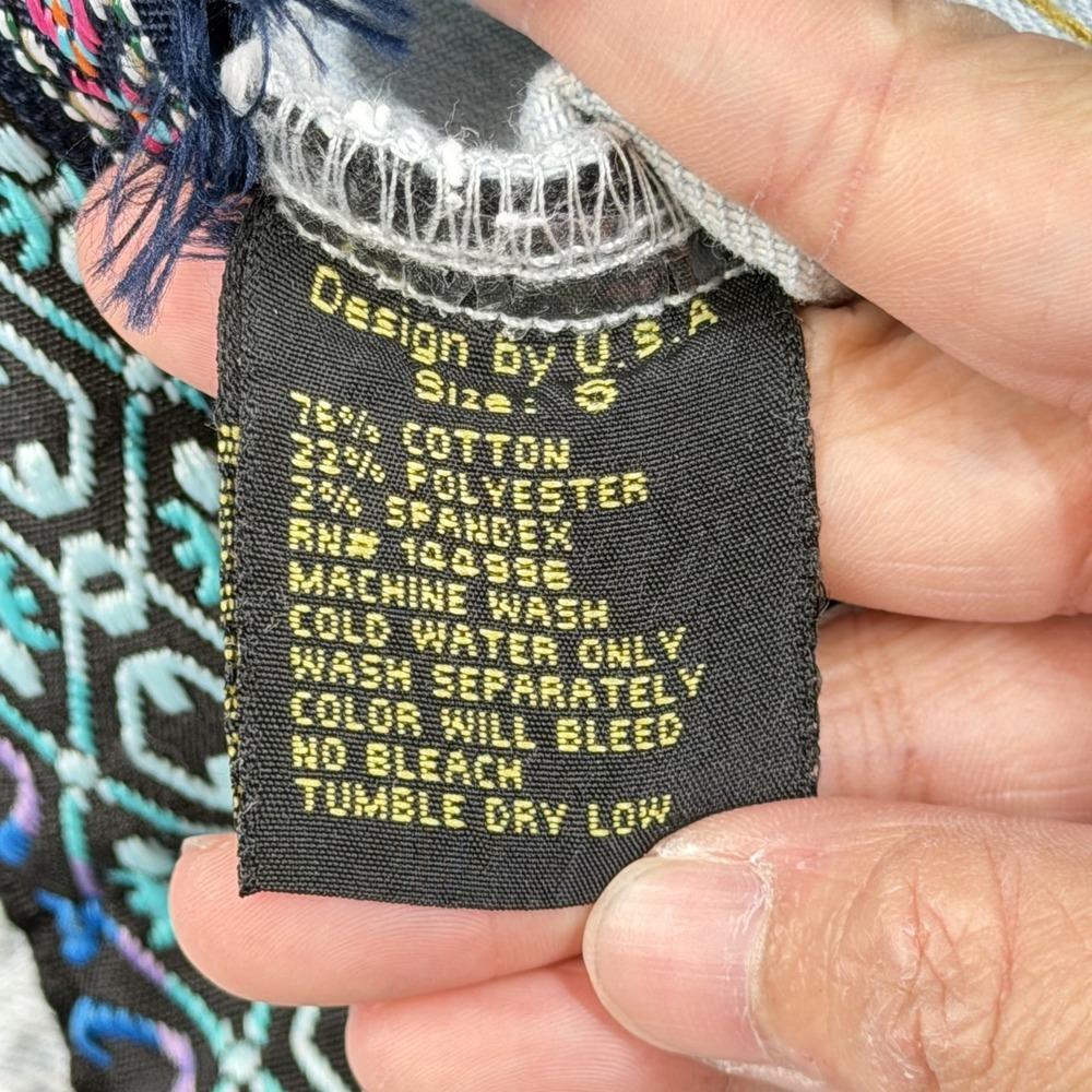 Denimland Paris Collection Jacket Distressed Collar Southwestern Tribal - Small - Picture 7 of 11